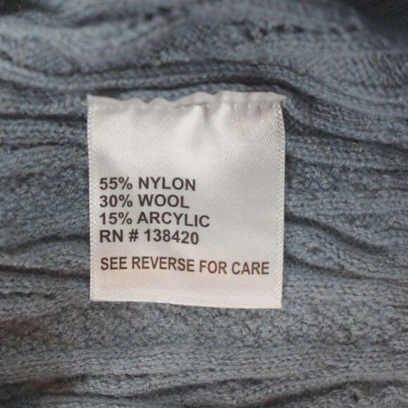 E3 by Etcetera Sweater Womens XS Blue Cable Knit Wool-Blend V-Neck - Picture 10 of 14